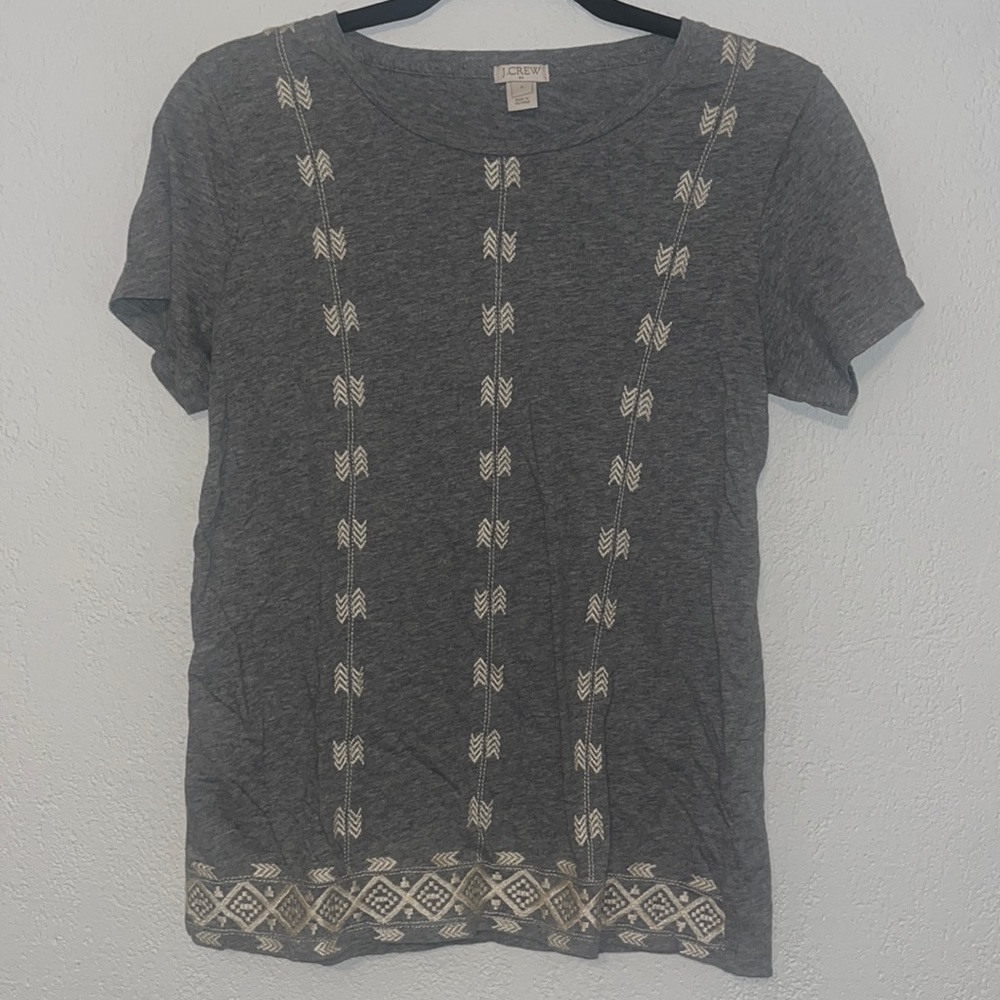 J Crew geometric embroidered tee